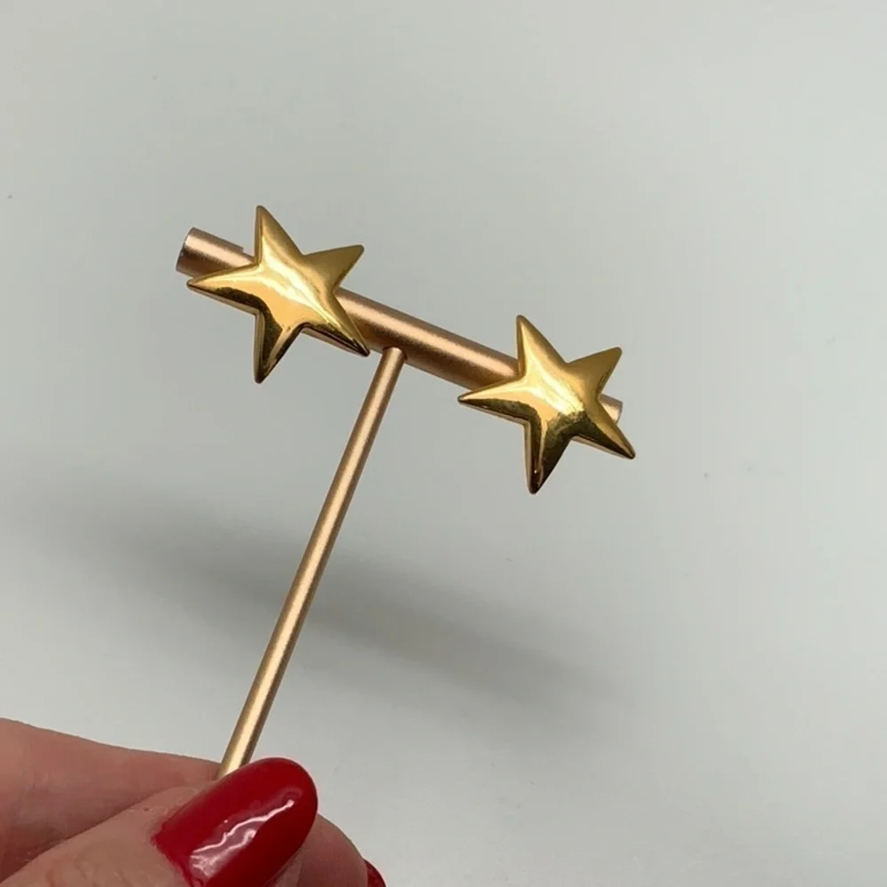 Vintage Y2K PIERCED Star Earrings Gold‎ tone